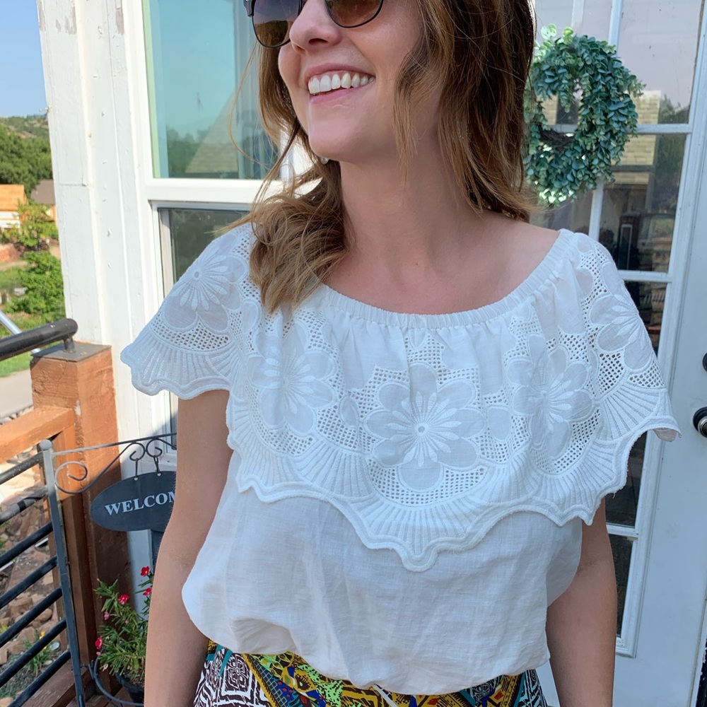 White boho crop top